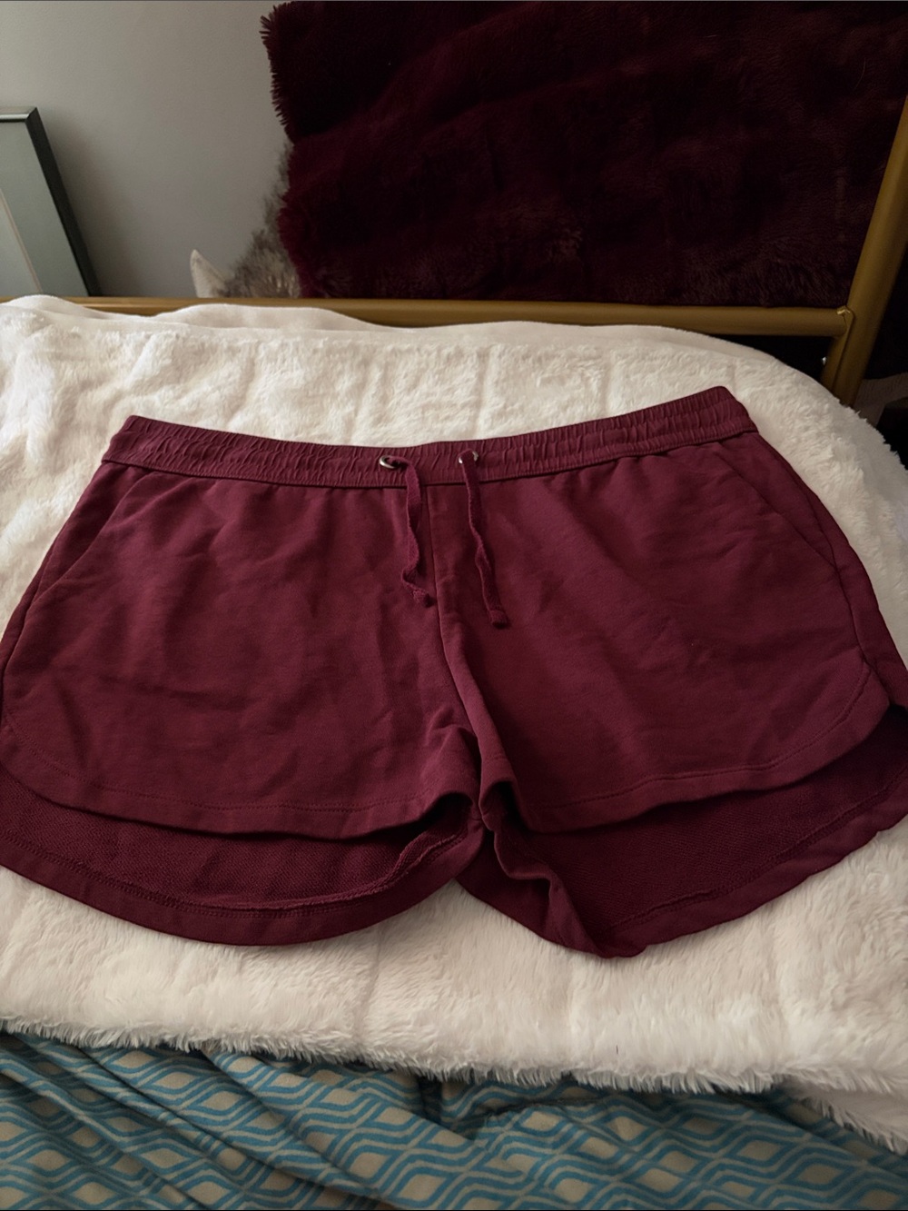 H&M Women's Burgundy Athletic Drawstring Shorts